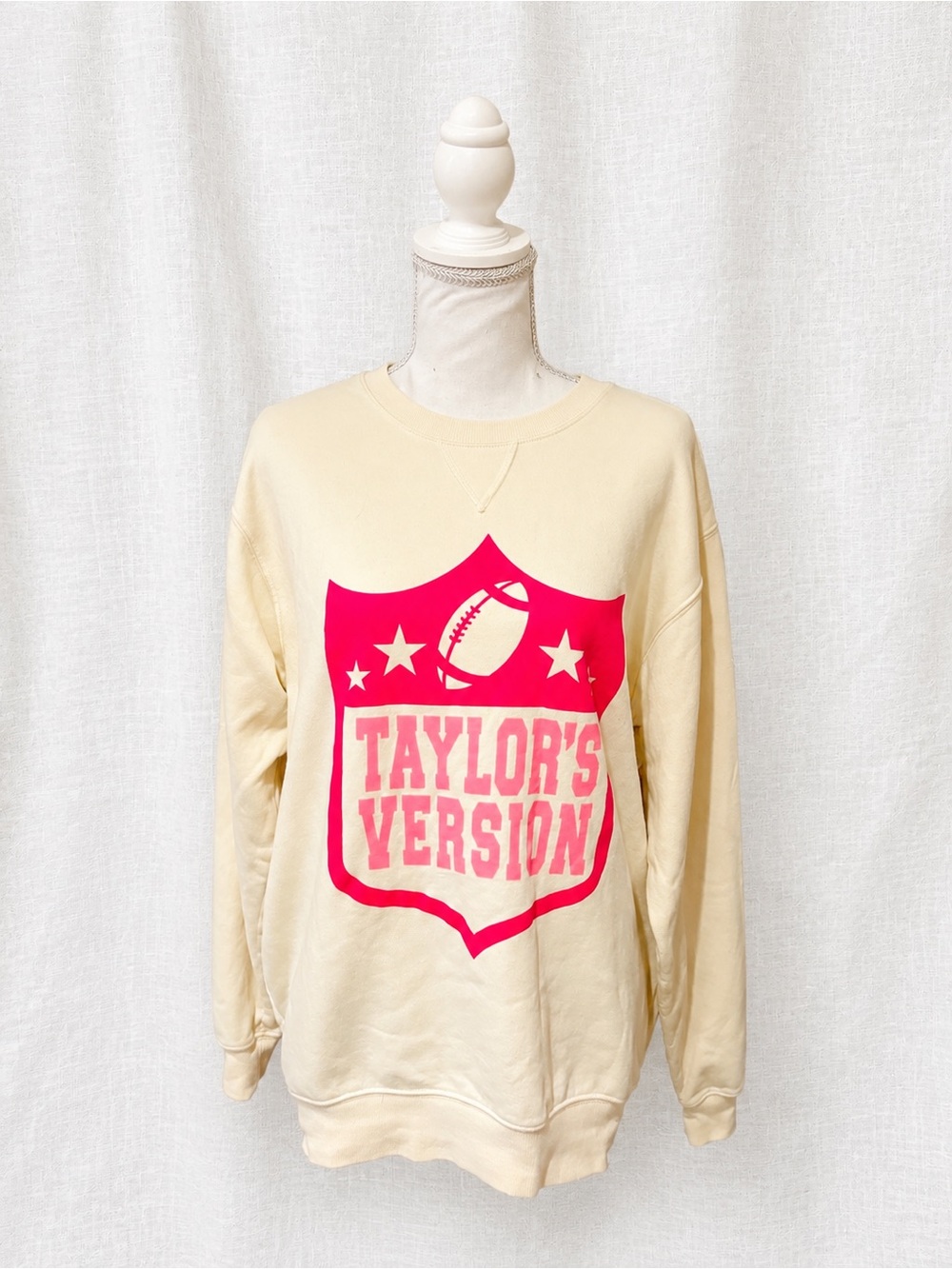 Taylor’s Version Football Graphic Oversized Crewneck Sweatshirt Cream